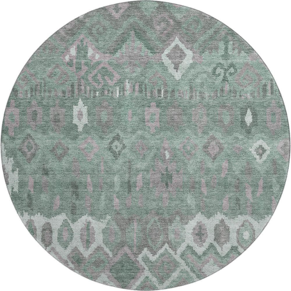 Mayfield Premium Machine Washable Abstract AMF2304 Aloe 8 ft. x 8 ft. Round Rug price history on PriceWatchPro