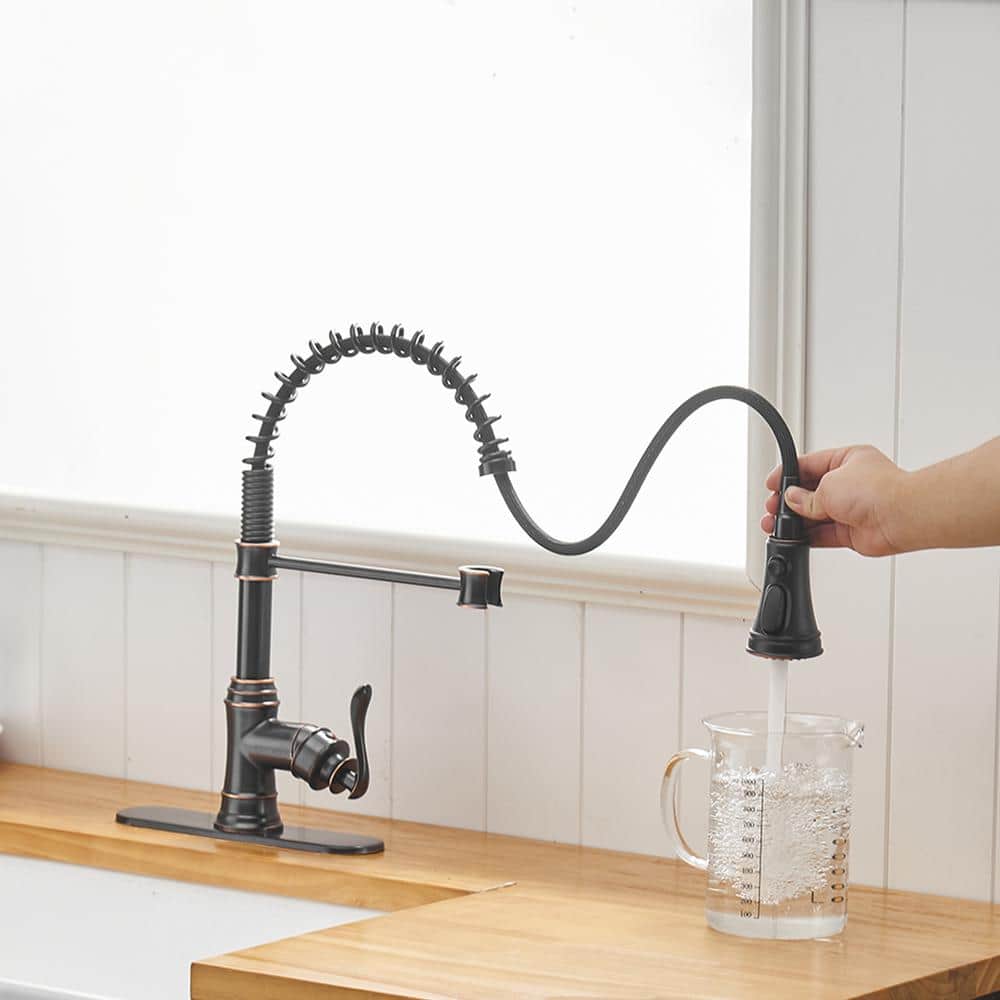 Oil Rubbed Bronze Pull-Down Kitchen Faucet with Spray