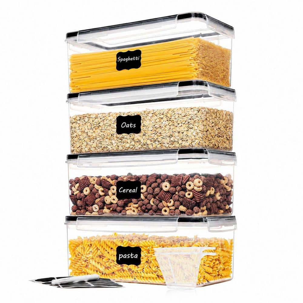 4-Piece BPA-Free Plastic Airtight Food Storage Container Set for Pantry Organization