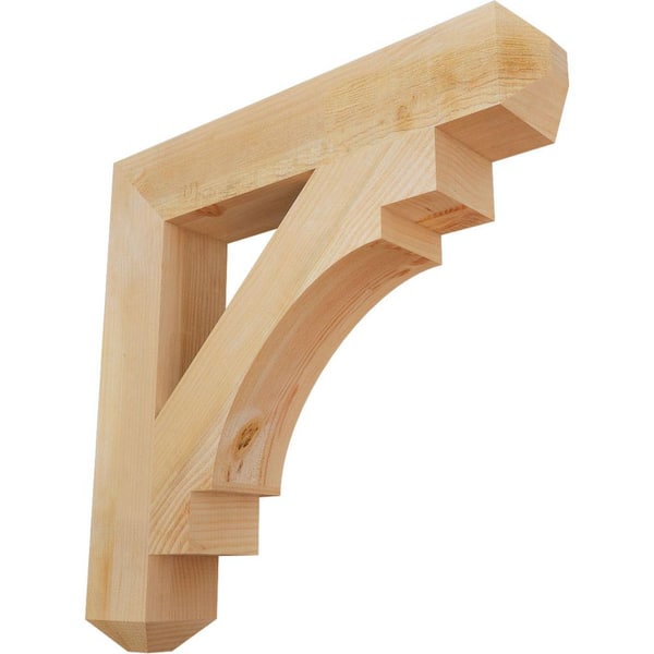 Ekena Millwork 6 in. x 34 in. x 34 in. Douglas Fir Merced Craftsman Rough Sawn Bracket
