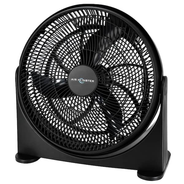AIR MONSTER 16 in. Air Circulator 3 Speed Adjustable Angle Floor Fan in Black