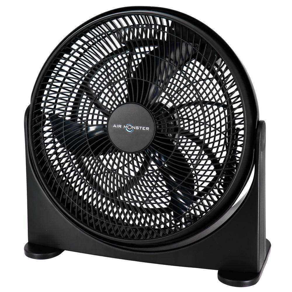 AIR MONSTER 16 in. Air Circulator 3 Speed Adjustable Angle Floor Fan in Black