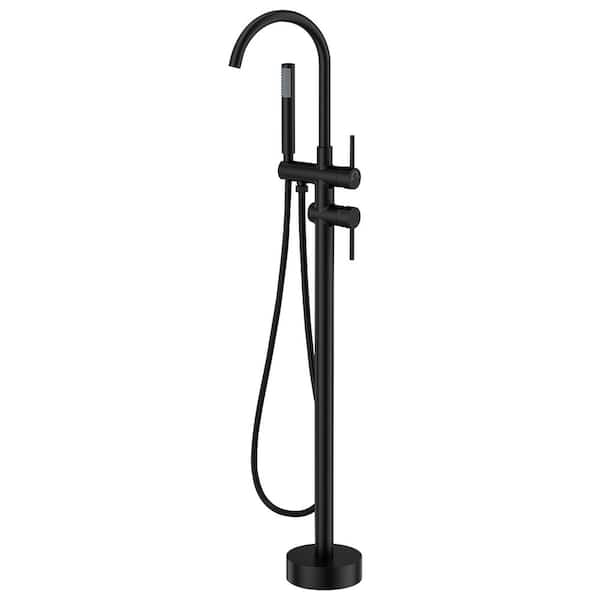 2-Handle Claw Foot Tub Faucet with Hand Shower in Black