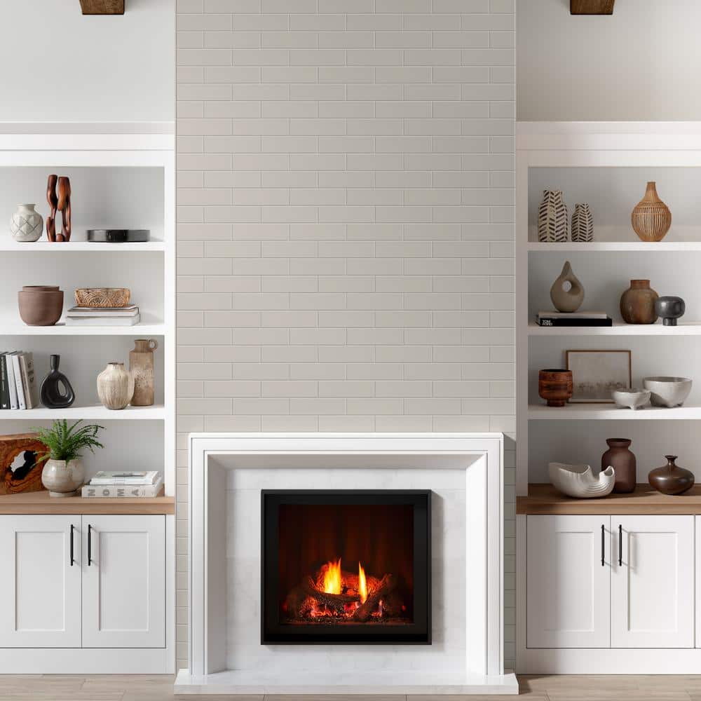 Catch 3" x 12" Matte Beige Ceramic Wall Tile