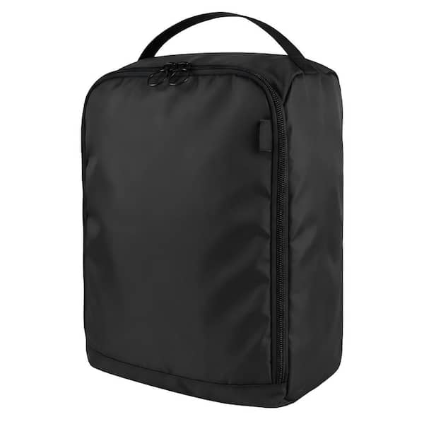 Waterproof Shoe Bag with Full Opening and SBS Zipper, Portable Foldable Travel Luggage Organizer with Handle, Black