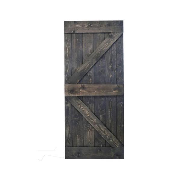 Wellhome K Series 36 In X 84 In Diy Carbon Gray Finished Knotty Pine Wood Barn Door Slab Wb36 F The Home Depot