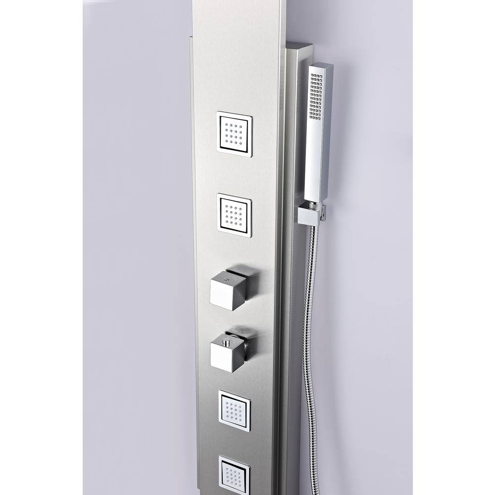Visor Series 60'' Brushed Steel Shower Panel with Body Jets
