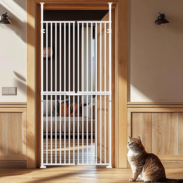 BOZTIY 75 In. Extra Tall Dog Pet Gate Adjustable 33 36 In. Wide Walk Through Swing Safety Gate for Pets Double Door for Pet JHSRY BKGRDH The Home Depot