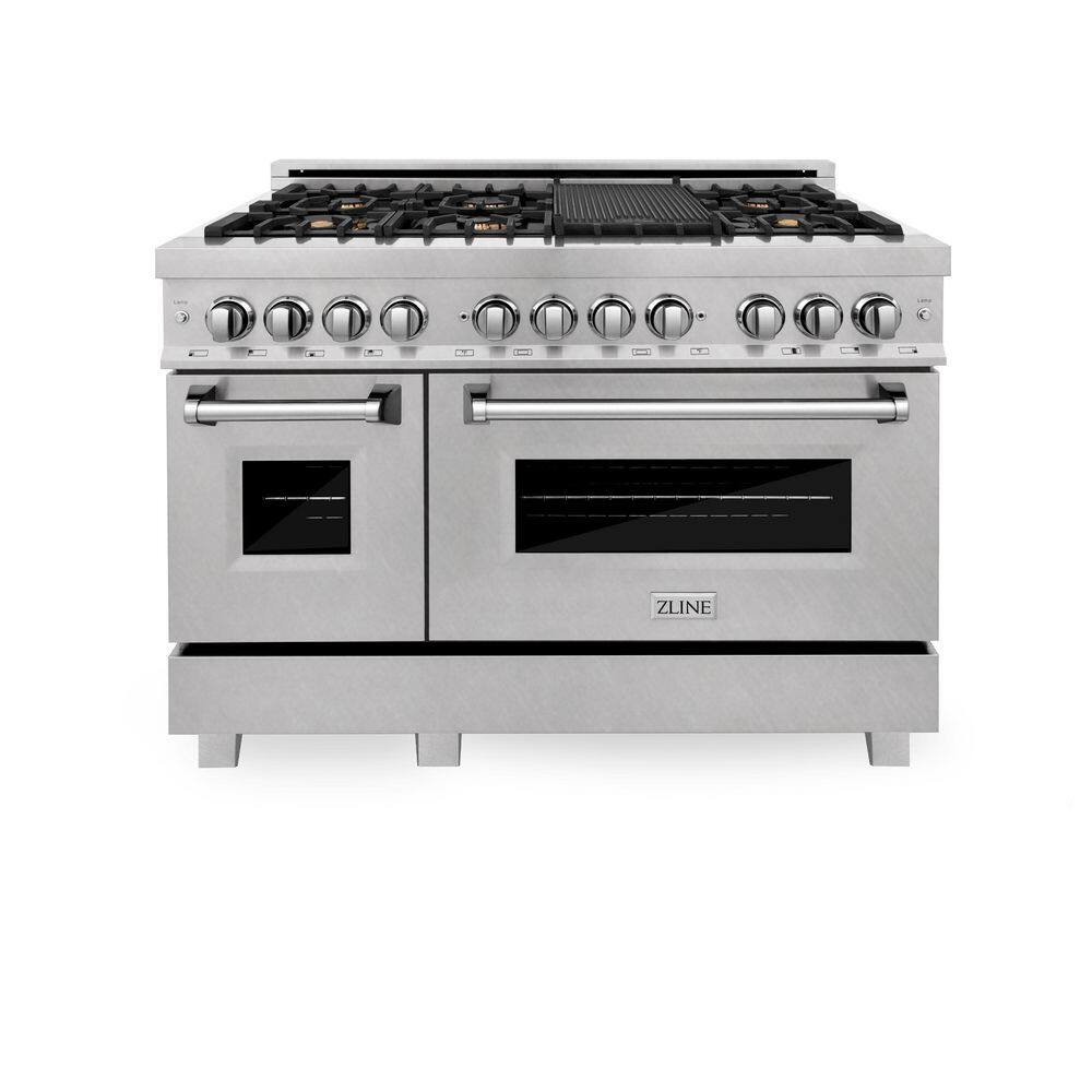 ZLINE 48" Stainless Steel Dual Fuel Range with Brass Burners
