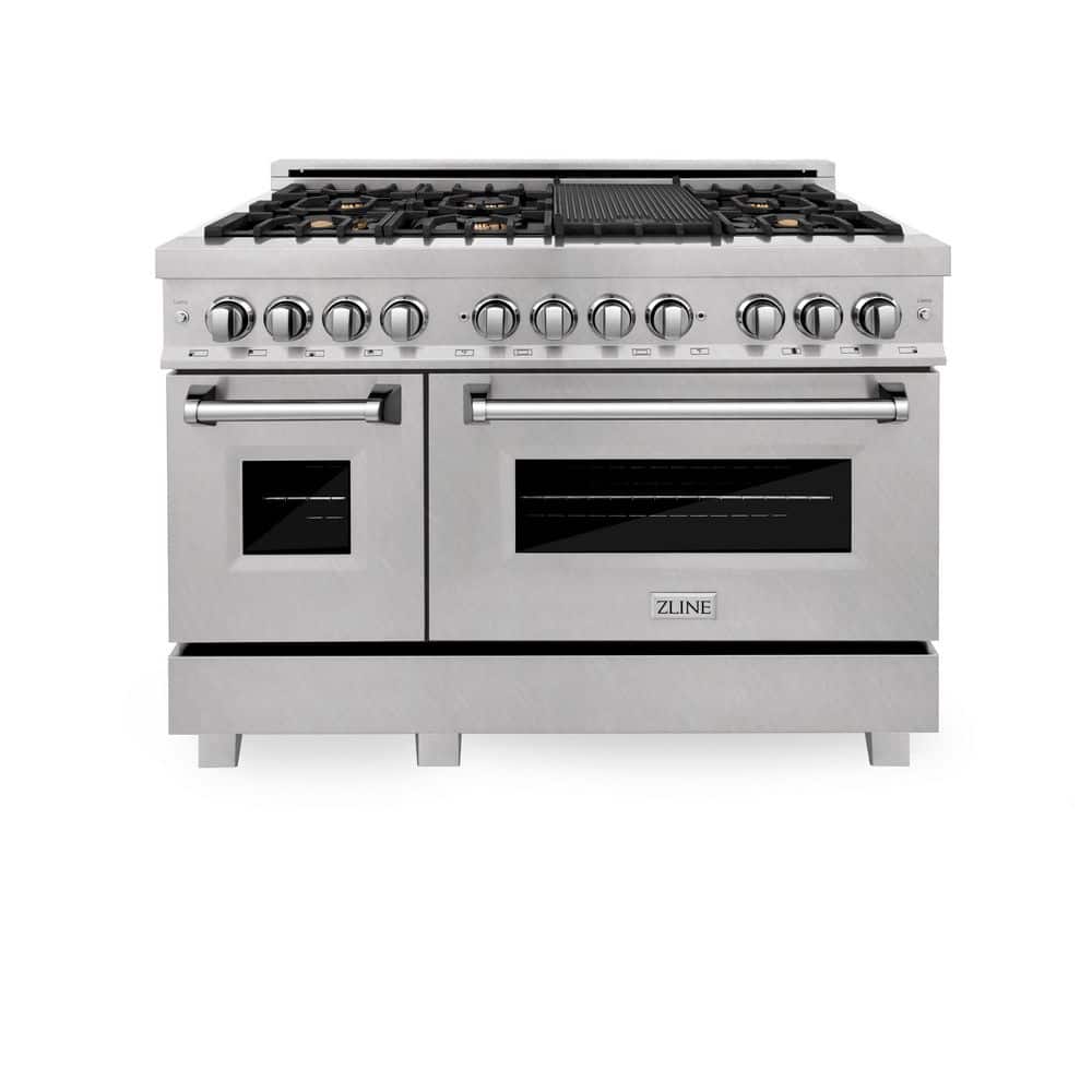 ZLINE 48" Stainless Steel Dual Fuel Range with Brass Burners