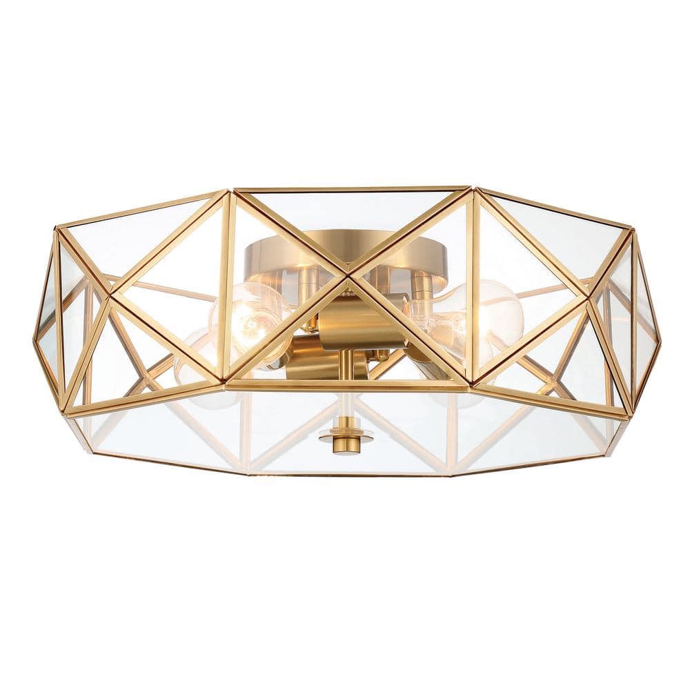 Brass Dust Geometric LED Vanity Flush Mount Light 16.93"