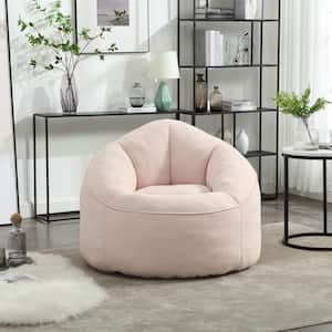 Pink Bean Bag Chair with Ottoman and Footrest for Living Room and Bedroom