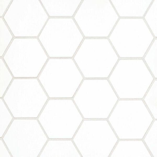 Bedrosians Hedron Hexagon 4 in. x 5 in. Matte White Ceramic Wall Tile (5.38 sq. ft./Case)