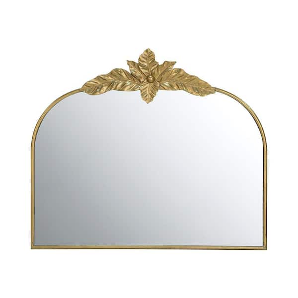 EPOWP 39.6 in. W x 35 in. H Large Arched Iron Framed Wall Bathroom Vanity Mirror in Gold
