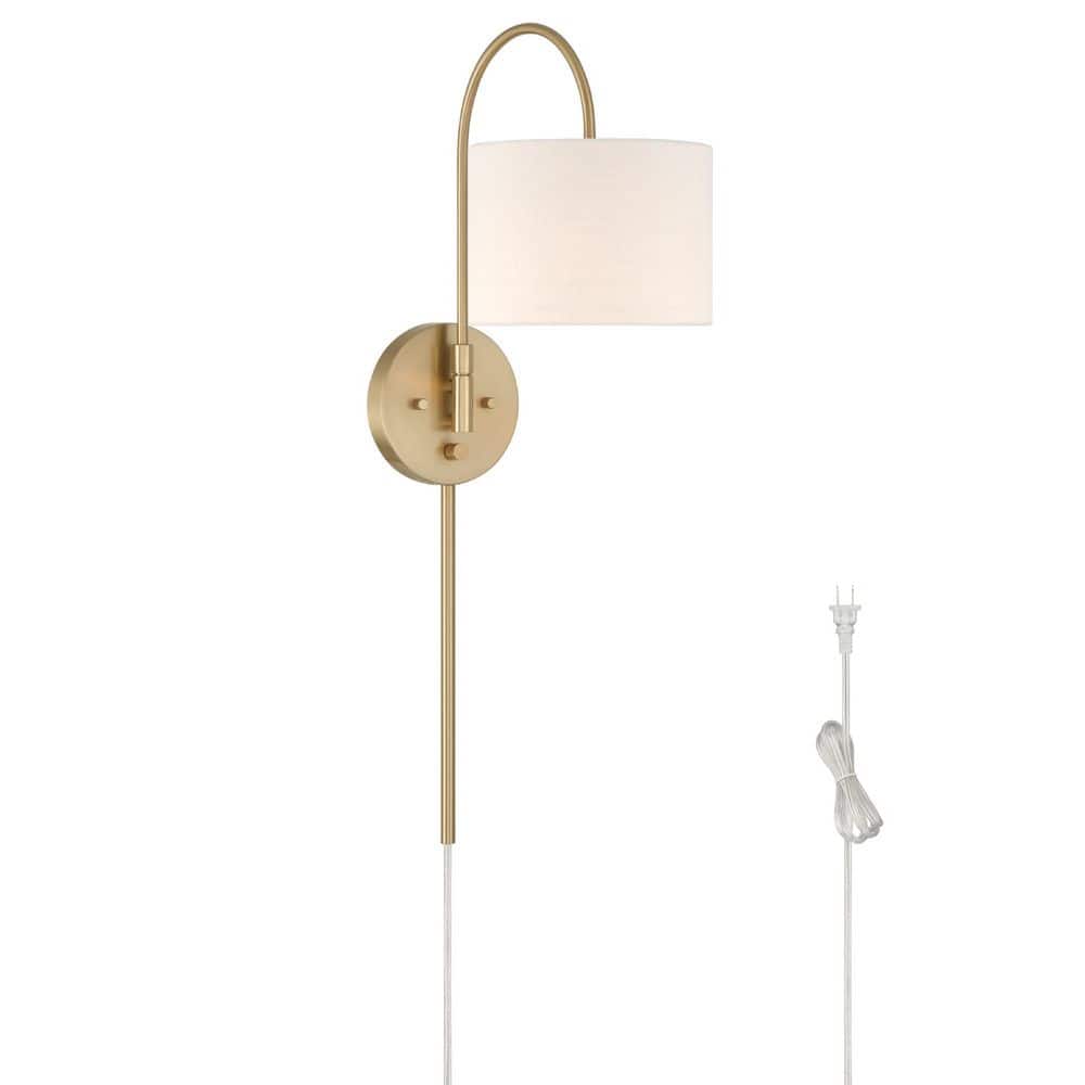 Hunter Horizon 7.5 in. 1 Light Alturas Gold Wall Sconce with White Linen Shade