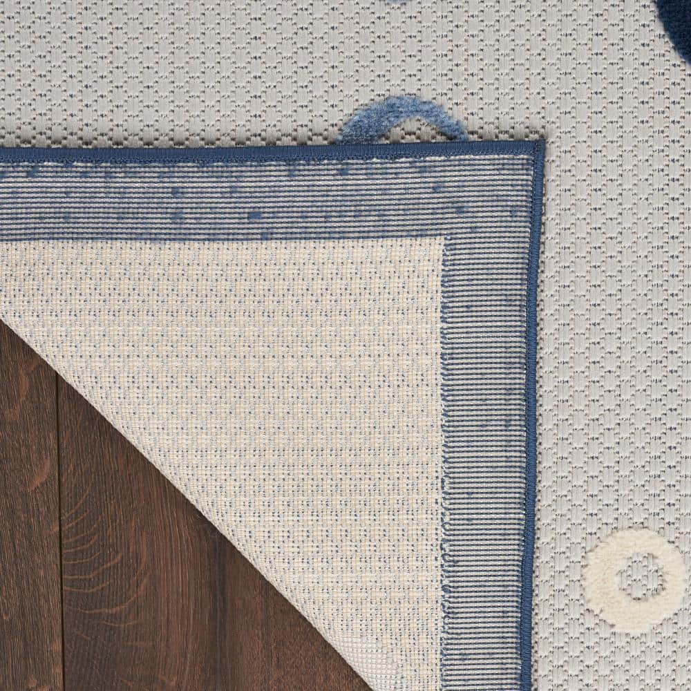 Navy Blue Synthetic Easy-Care Runner Rug 2'x6' with Sea Turtle Design