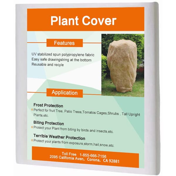 Agfabric Plant Cover-0.9oz H108 xW96 Shrub Cover, Tree Cover for Season Extension&Frost Protection, Jute Color, 3 pack