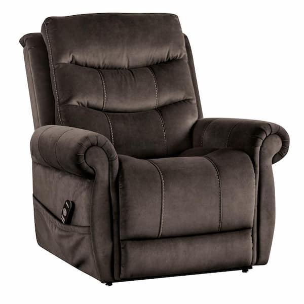Furniture of America Sunbeam Dark Gray Fabric Powered Recliner Lift Chair With Heating and Massage