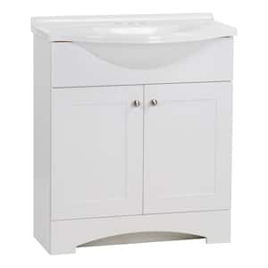 Del Mar 31 in. W x 19 in. D x 37 in. H Single Sink Freestanding Bath Vanity in White with White Cultured Marble Top