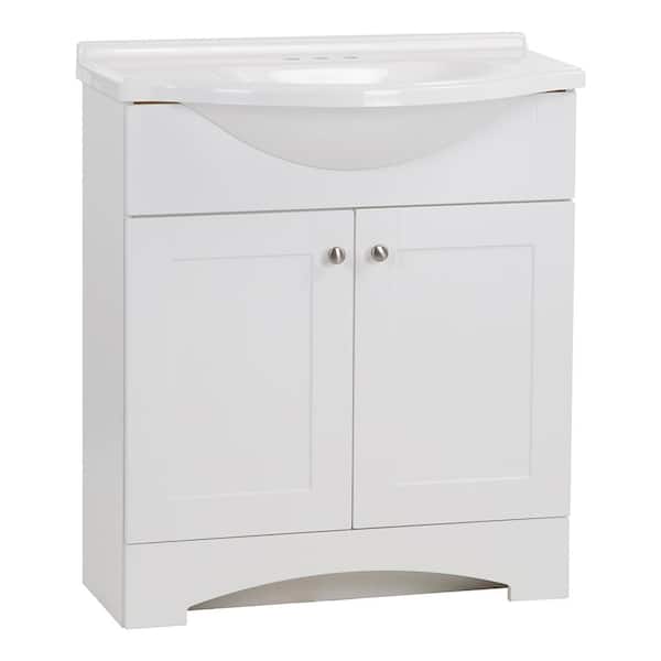 Glacier Bay Del Mar 31 In W X 36 H 19 D Bathroom Vanity White With Cultured Marble Top Dmsd30p2com Cultured Marble White Vanity Top, 31 Inch White Bathroom Vanity With Marble Top