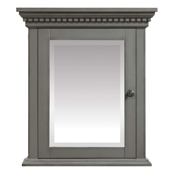 Azzuri Hastings 24 in. W x 27 in. H x 7.9 in. D Surface-Mount Medicine Cabinet in French Gray