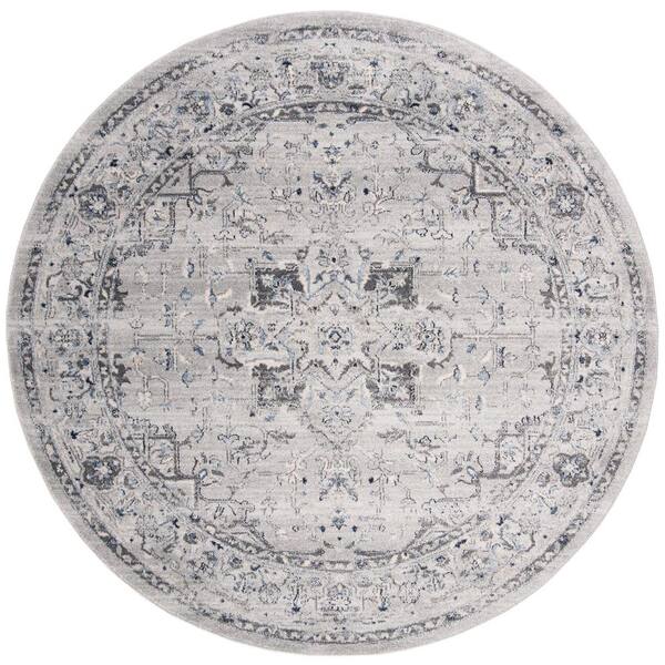 Charleston 8 ft. x 8 ft. Gray/Dark Gray Oriental Round Rug