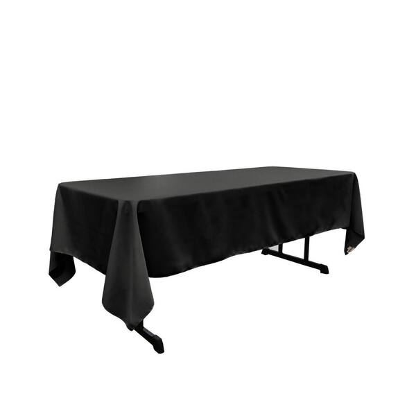 LA Linen Polyester Poplin 60 in. x 120 in. Black Rectangular Tablecloth