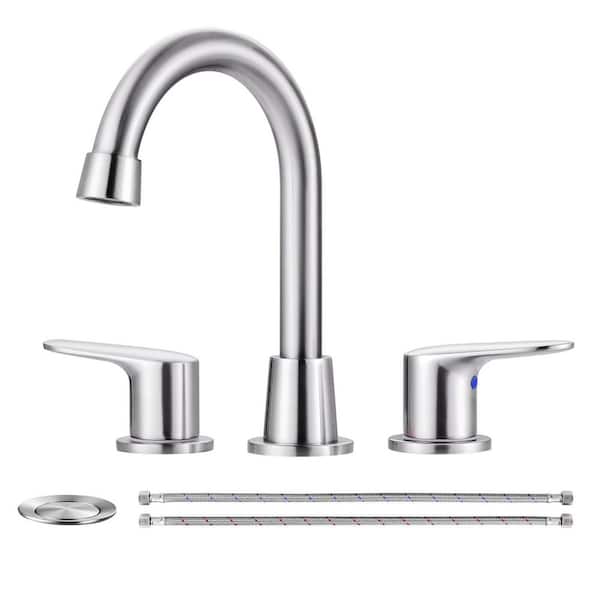 8 in. Widespread Bathroom Sink Faucet with 2-Handles in Brushed Nickel