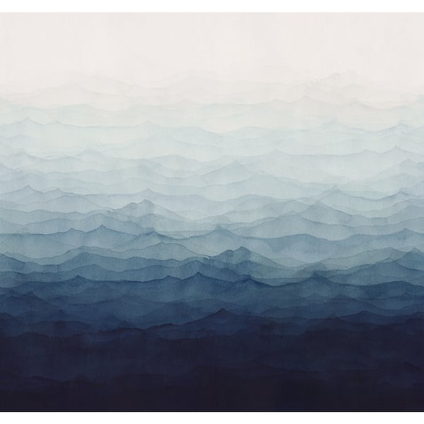 Indigo Blue Watercolor Horizon Print Non Woven Non-Pasted Textured Wallpaper 102 sq. ft.