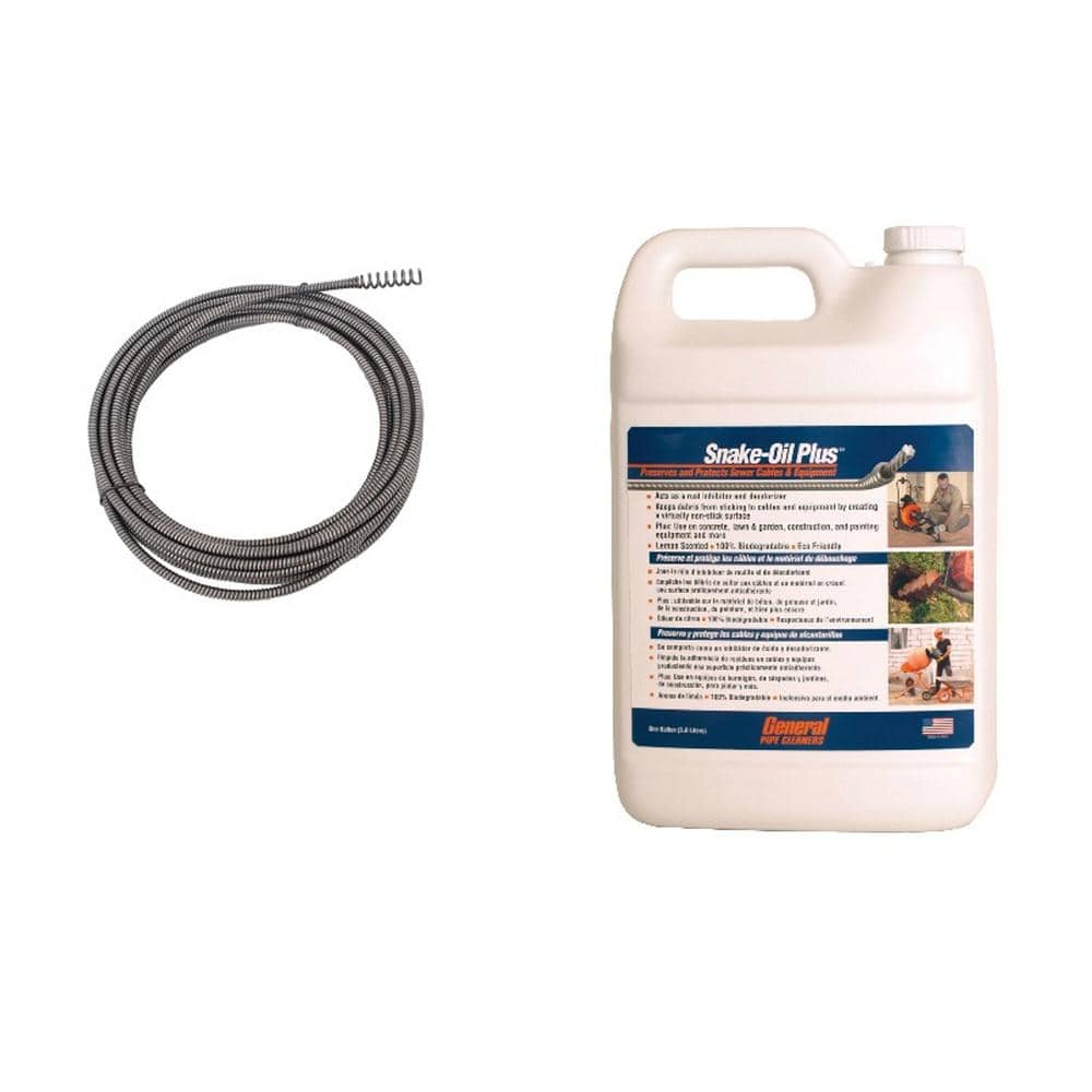 General Pipe Cleaners 50 ft. x 1/4 in. Cable with EL Basin Plug Head and 1  Gal. of Snake-Oil Plus SG-50HE1 - The Home Depot