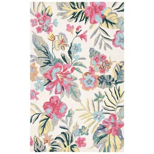 Jardin Ivory/Pink 4 ft. x 6 ft. Floral Solid Color Area Rug