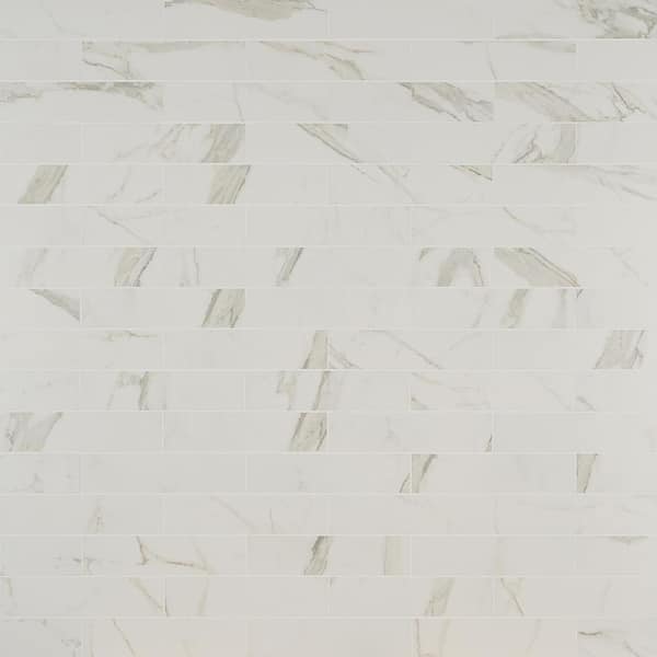 Stazzema Calacatta White 3 in. x 12 in. Polished Porcelain Floor and Wall Tile (4.08 sq. ft./Case)
