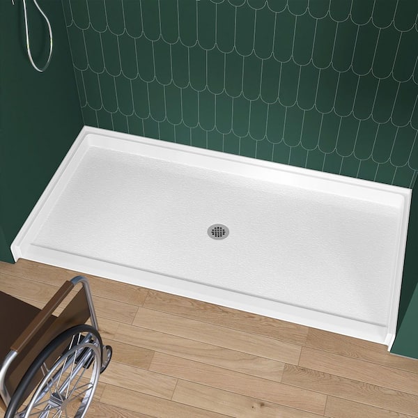 Zeafive 72 in. L x 36 in. W Alcove Acrylic ADA Shower Pan Base