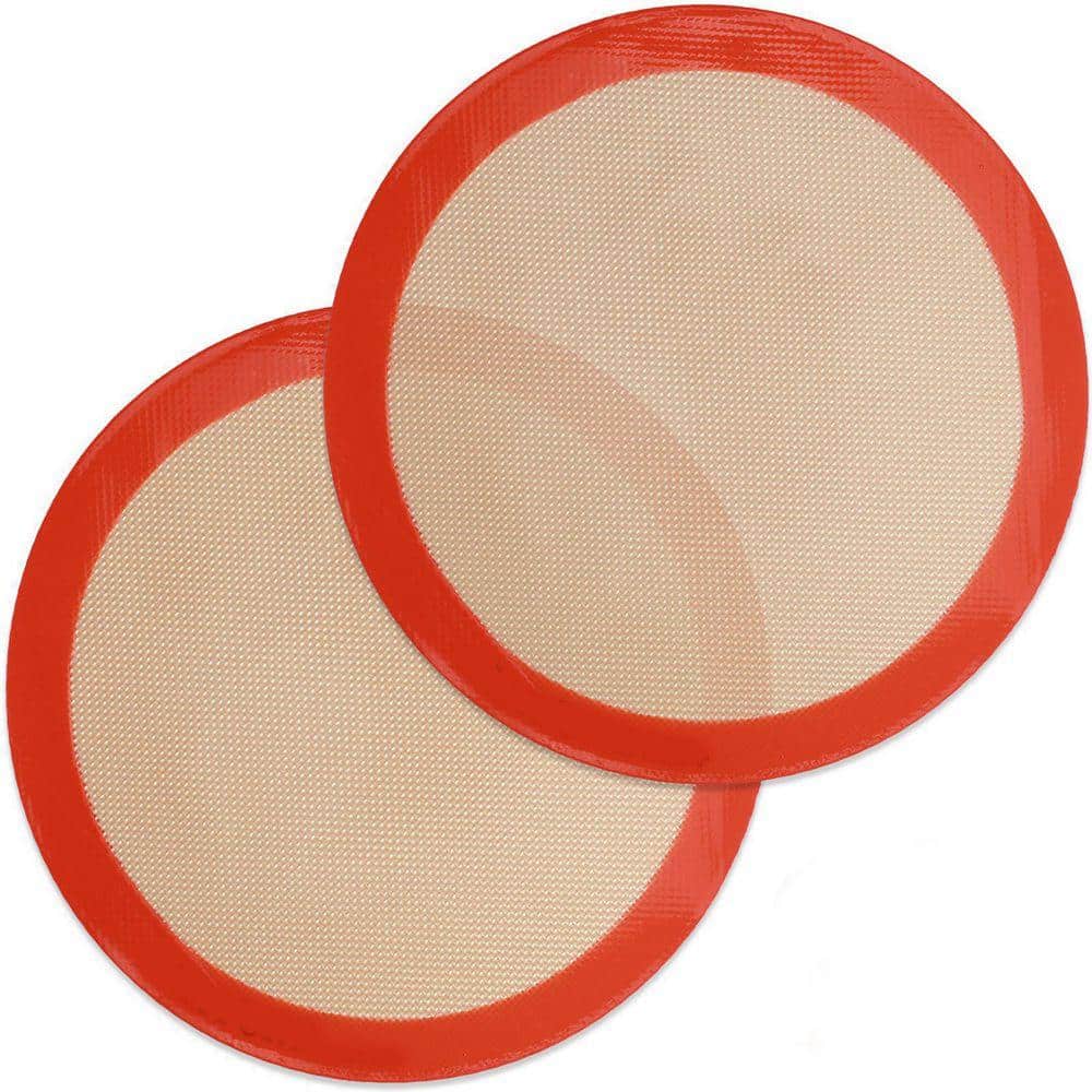2-Piece Silicone Non-Stick Round Baking Mat with Fiberglass Single Kitchen Liner for Oven