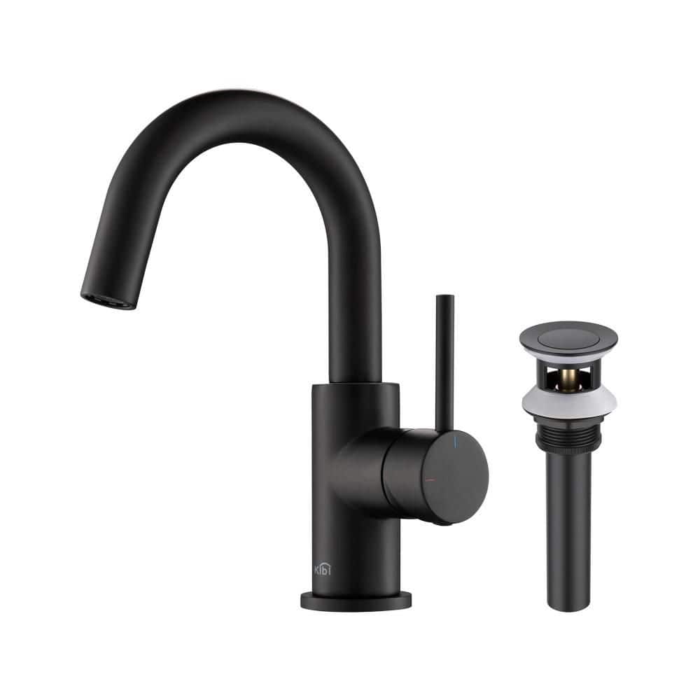 Single Handle Lever Handle High-Arc Single Hole Bathroom Sink Faucet with Supply Lines and Pop-Up Drain in Matte Black price history on PriceWatchPro