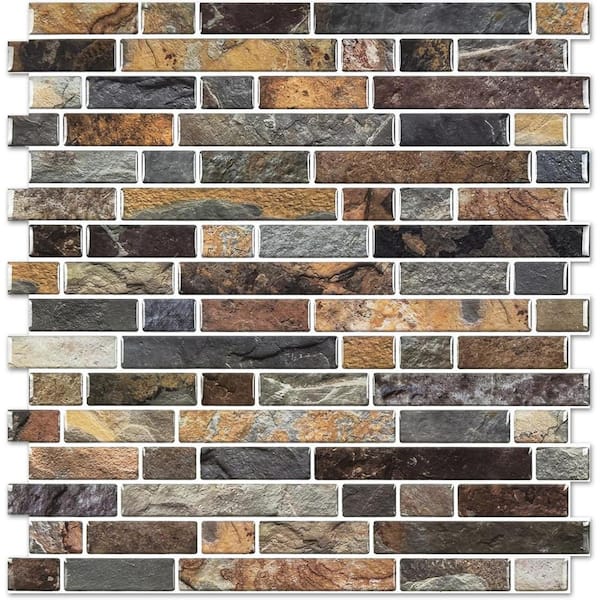 Sand Brown 12 in. x 12 in. Vinyl Peel and Stick Backsplash 10-Pack