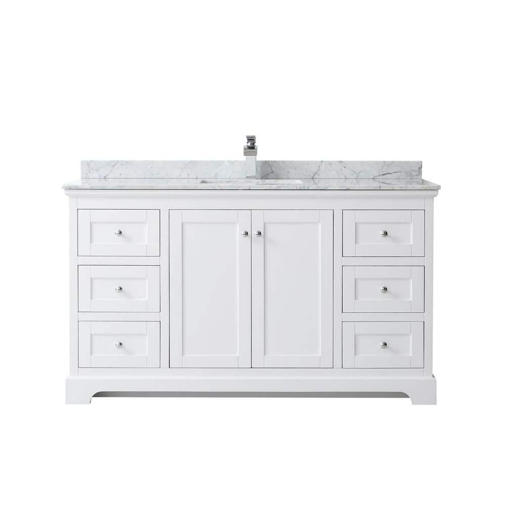 Avery 60" White Marble Single Bathroom Vanity