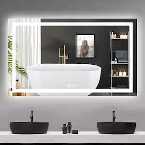60 in. W x 36 in. H Large Rectangular Frameless Anti-Fog Ceiling Wall Mount Bathroom Vanity Mirror in Silver