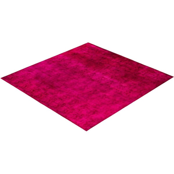 Overdyed Pink 8 ft. x 8 ft. Solid Wool Indoor Area Rug