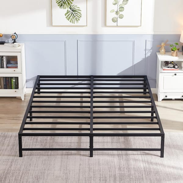 King size Bed Frame, 76 in. W， Metal Platform Bed Frames No Box Spring Needed, Heavy Duty Steel Slat Support, Black