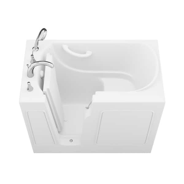 WTHDX 46 in. L x 26 in. W Left Drain Soaking Non-Jetted Walk-in Bathtub in White with Quick Fill Faucet, and ADA Seating