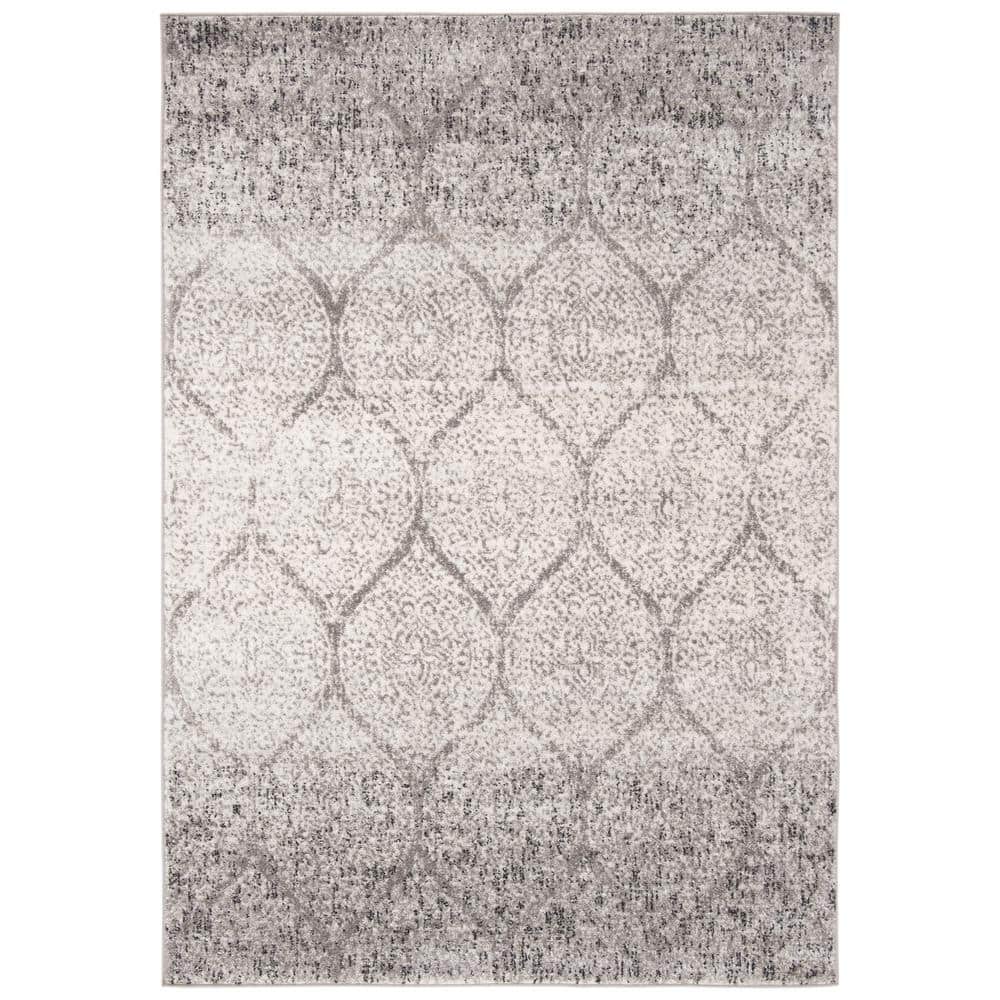 Elegant Gray & Ivory Synthetic 4' x 6' Hand-Knotted Area Rug
