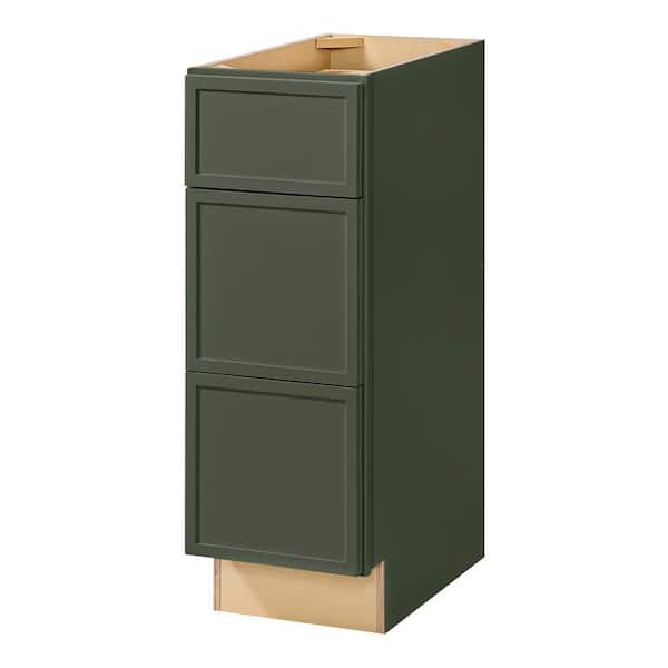 Leyton 12 in. W x 21 in. D x 34.5 in. H Ready to Assemble Plywood Slim Shaker Bath Drawer Base Cabinet in Fern Green