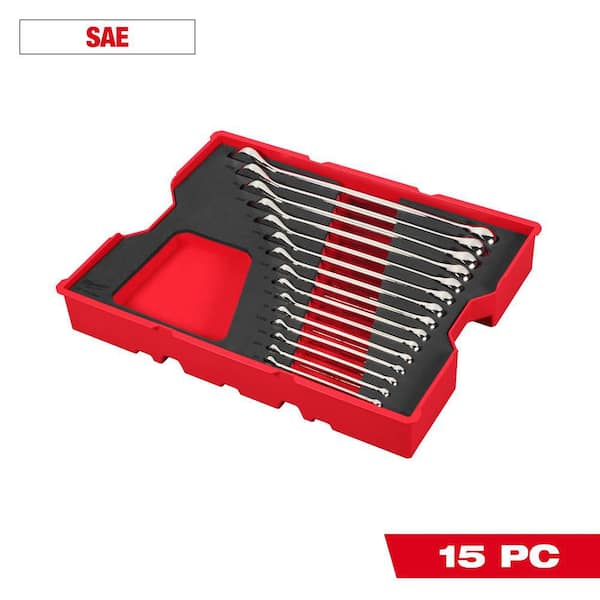 SAE Combination Wrench Set with Tray for PACKOUT Drawers (15-Piece)