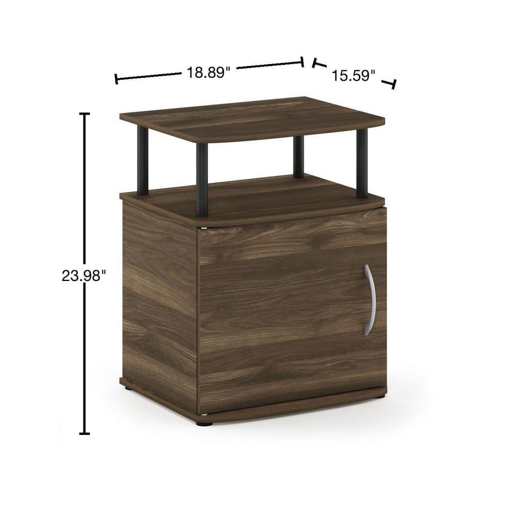 Columbia Walnut and Black Wood End Table with Storage