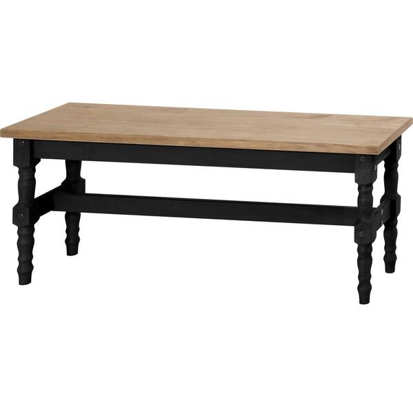 Manhattan Comfort Jay 47.25 in. Black Wash Solid Wood Dining Bench