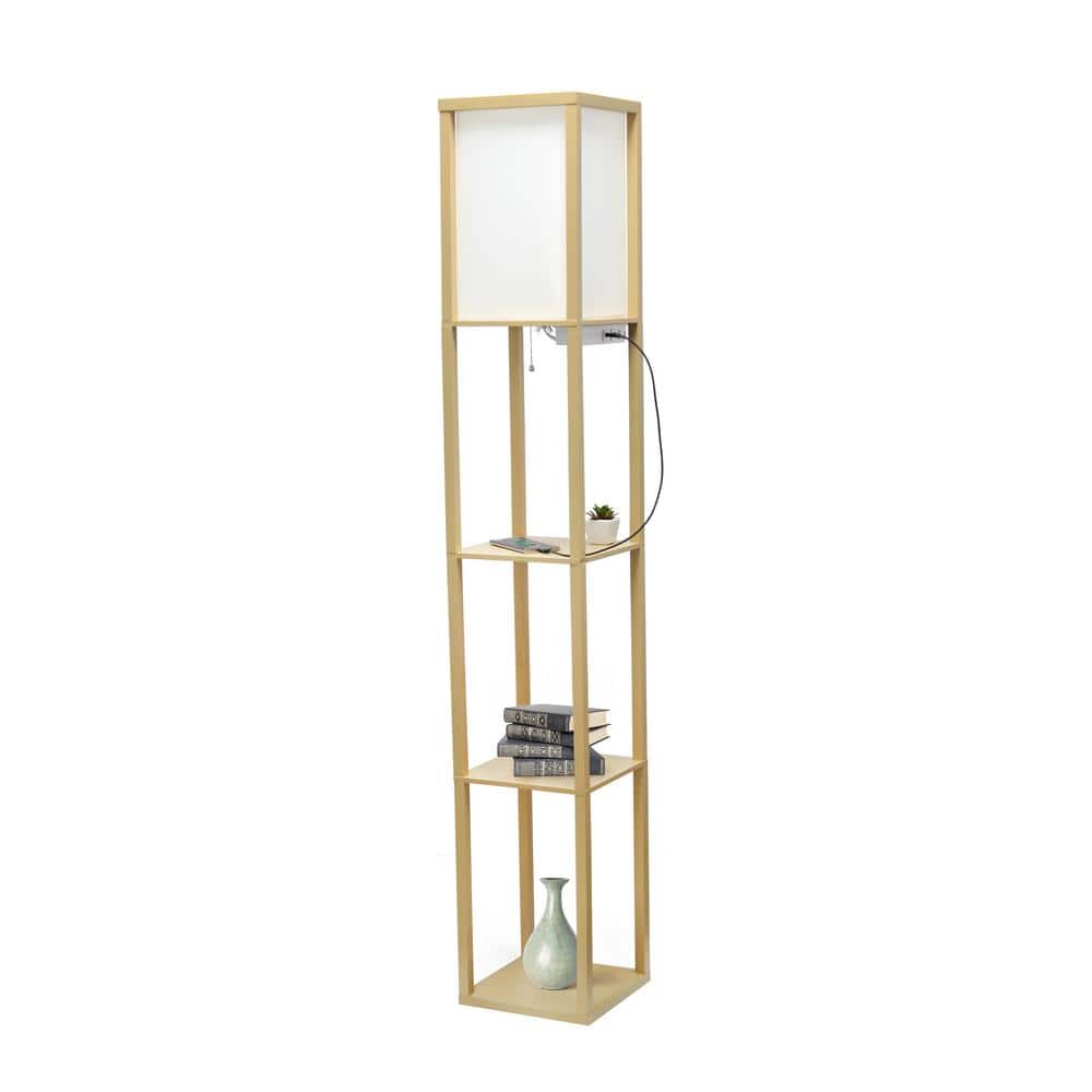 Classix 62.5" Tan and White 3-Tier Shelf Floor Lamp