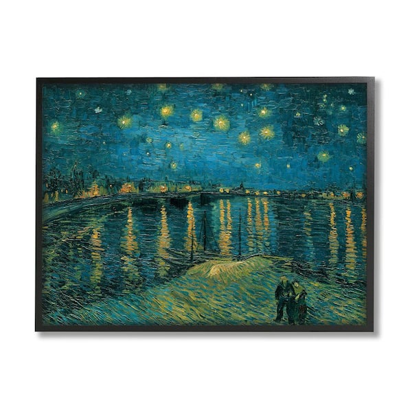 Stupell Industries "Classic Starry Night Over the Rhone Van Gogh Painting" by Vincent Van Gogh Framed Nature Wall Art Print 24 in. x 30 in.