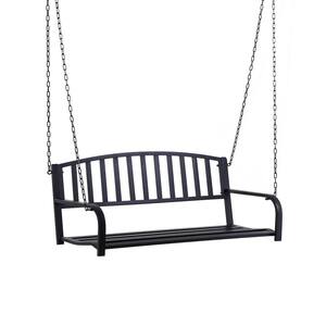 50 in. W x 23.5 in. D x 20.75 in. H 2-Person Metal Porch Swing in Black