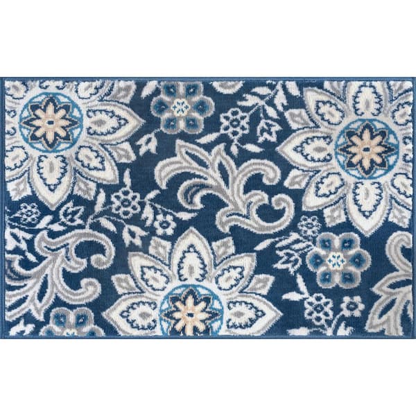 Tayse Rugs Madison Floral Navy 2 ft. x 3 ft. Indoor Area Rug